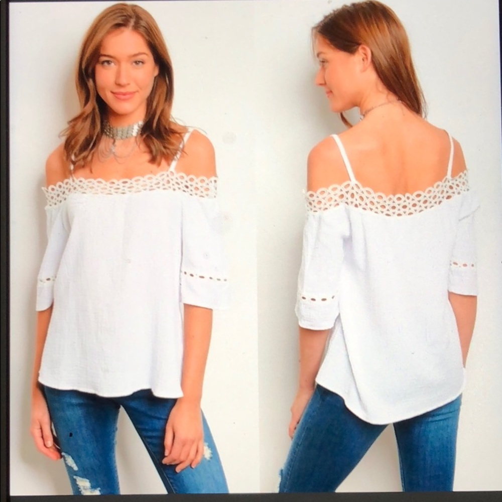 HP white off the shoulder top